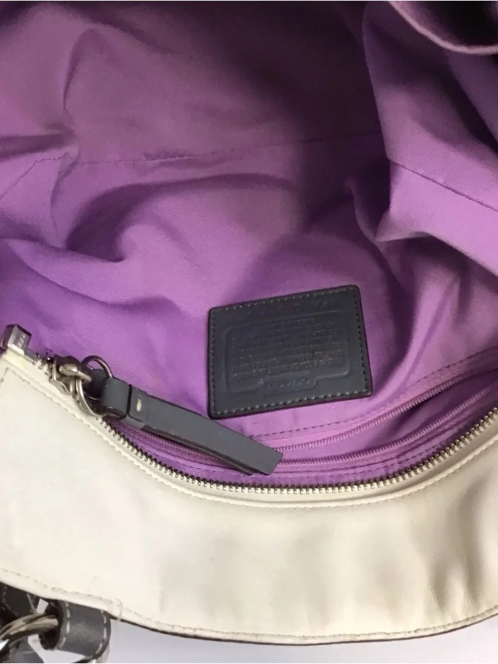 Coach Shoulder white  Gray Leather Purse